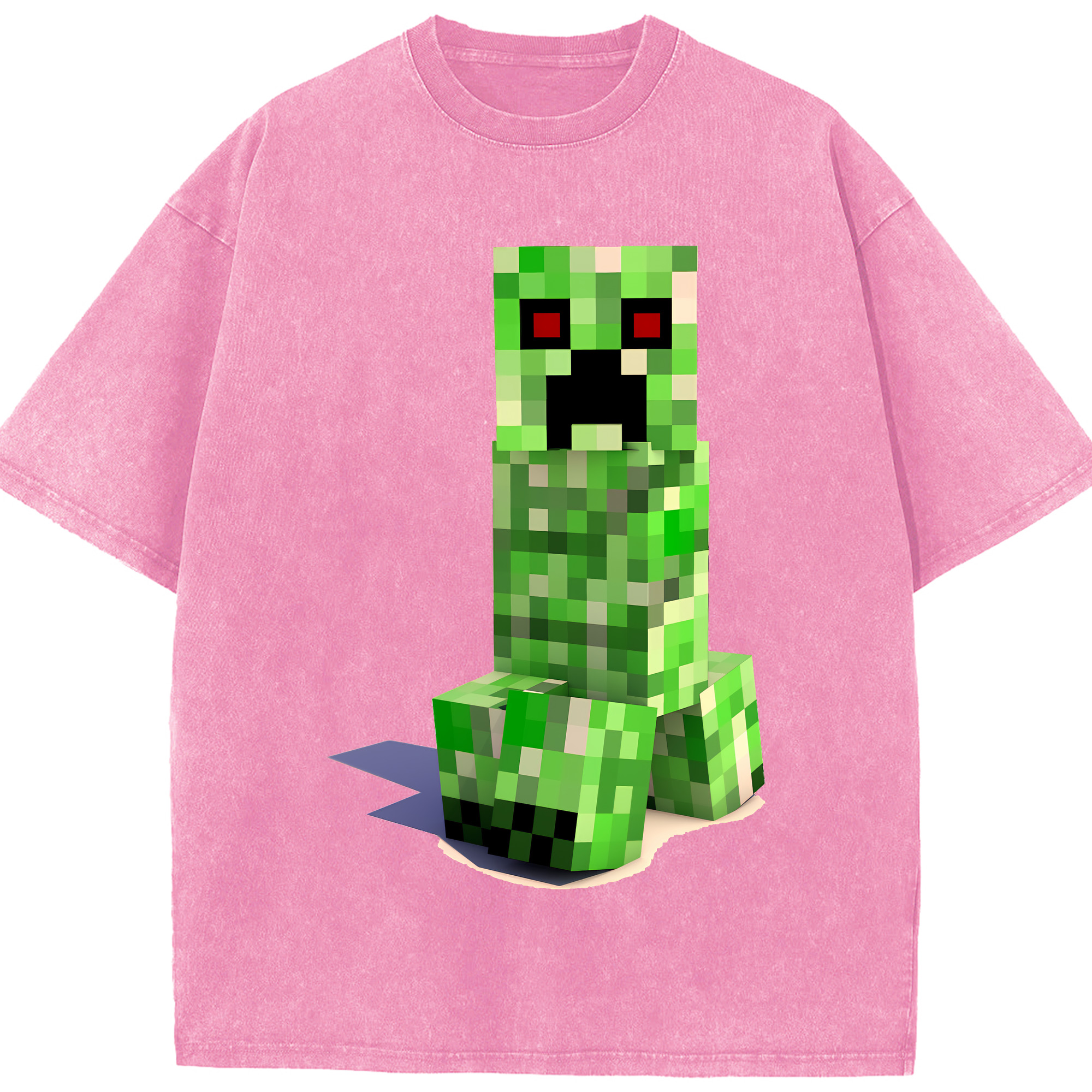 （画像用） マインクラフト ブロックの世界 Minecraft MC Block world 綿100% ヴィンテージ風 半袖Tシャツ（フロントプリント）
